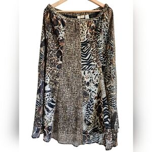 Vintage Choices Animal Print Chiffon Women's Maxi Skirt Size Large.